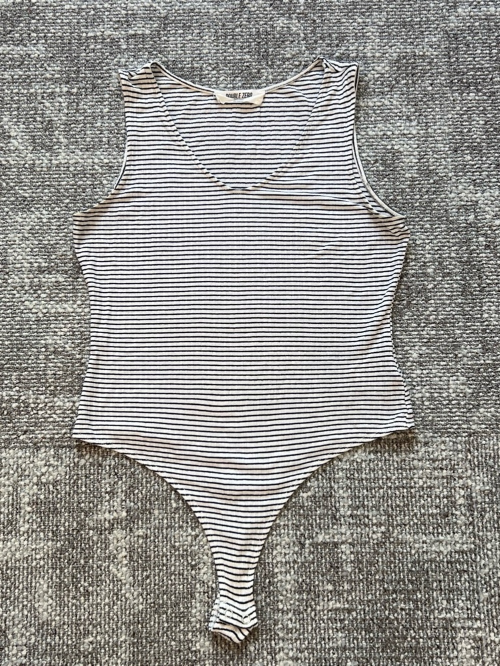 Double Zero Black & White Striped Ribbed Bodysuit